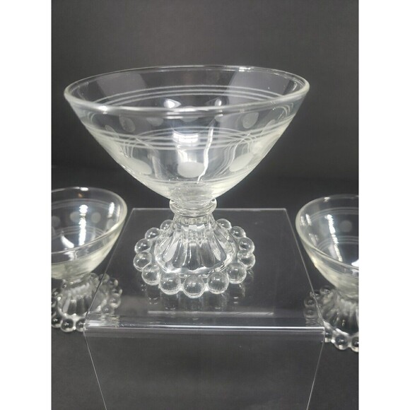 Anchor Hocking Berwick Boopie Champagne Sherbet Footed Etched Design Vintage MCM - Picture 6 of 16